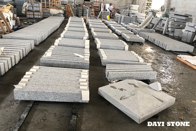 Kerbs Light Grey Granite Stone G603-ZP All sides flamed, edges chamfered 2mm 100x20x10cm 100x15x6cm